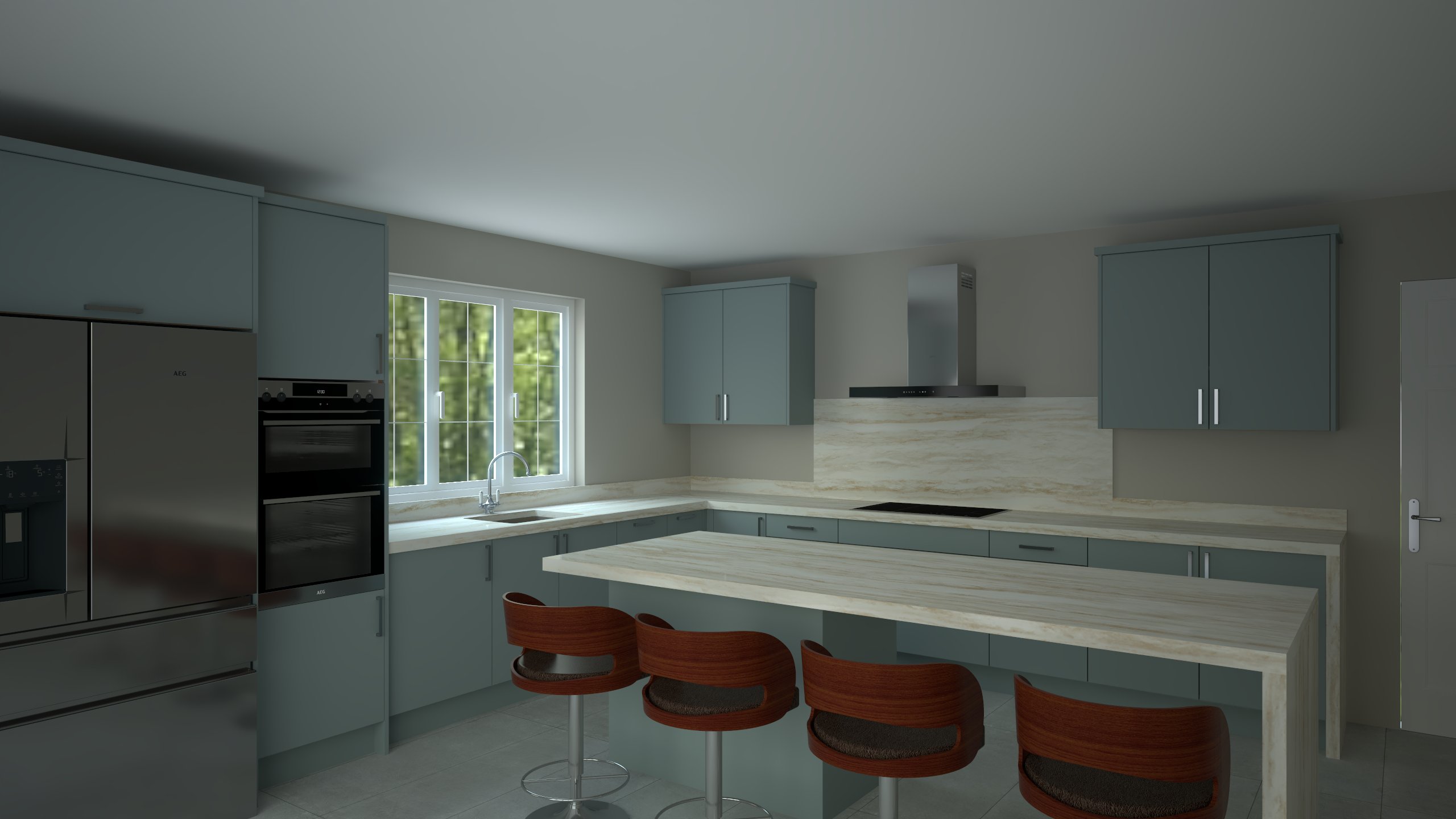 L Shape kitchen created with Autokitchen